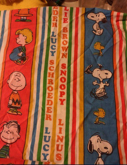 Two Rare Vintage Snoopy Peanuts Bed Sheets