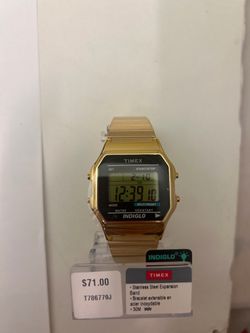 Timex Indiglo Digital Watch Gold-Tone
