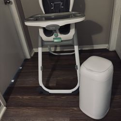 Ingenuity high chair + Genie diaper bin