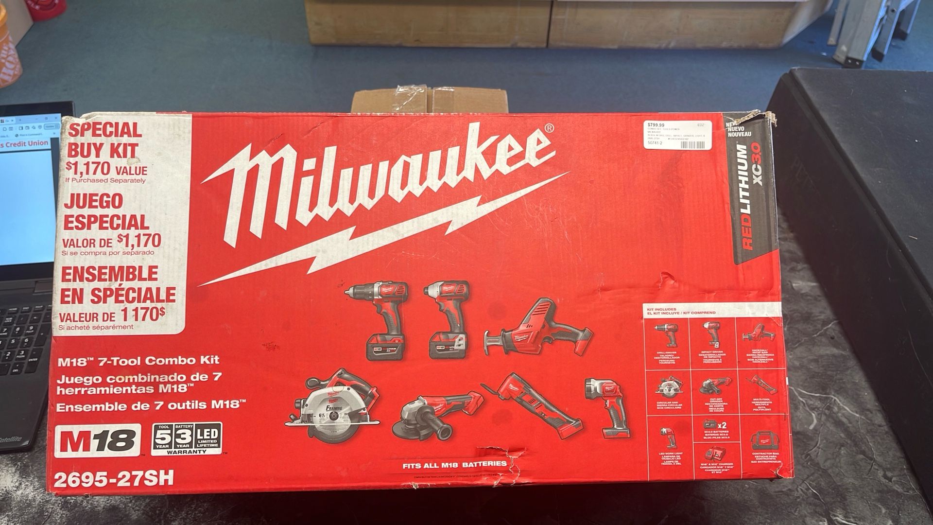 BRAND NEW!!  MILWAUKEE 7 Tool Combo Kit M18 2695-27SH
