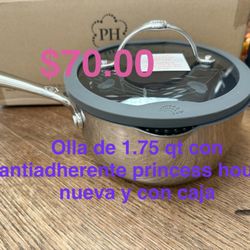 Ollita De 1.75 Qt Con Antiadherente 👉 princess house todo nuevo y con caja 📦