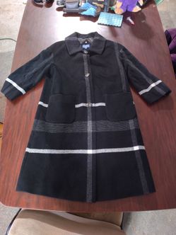 Pendleton Wool Coat Women sz 6 Pockets Winter Black Plaid Dressy Classic Long