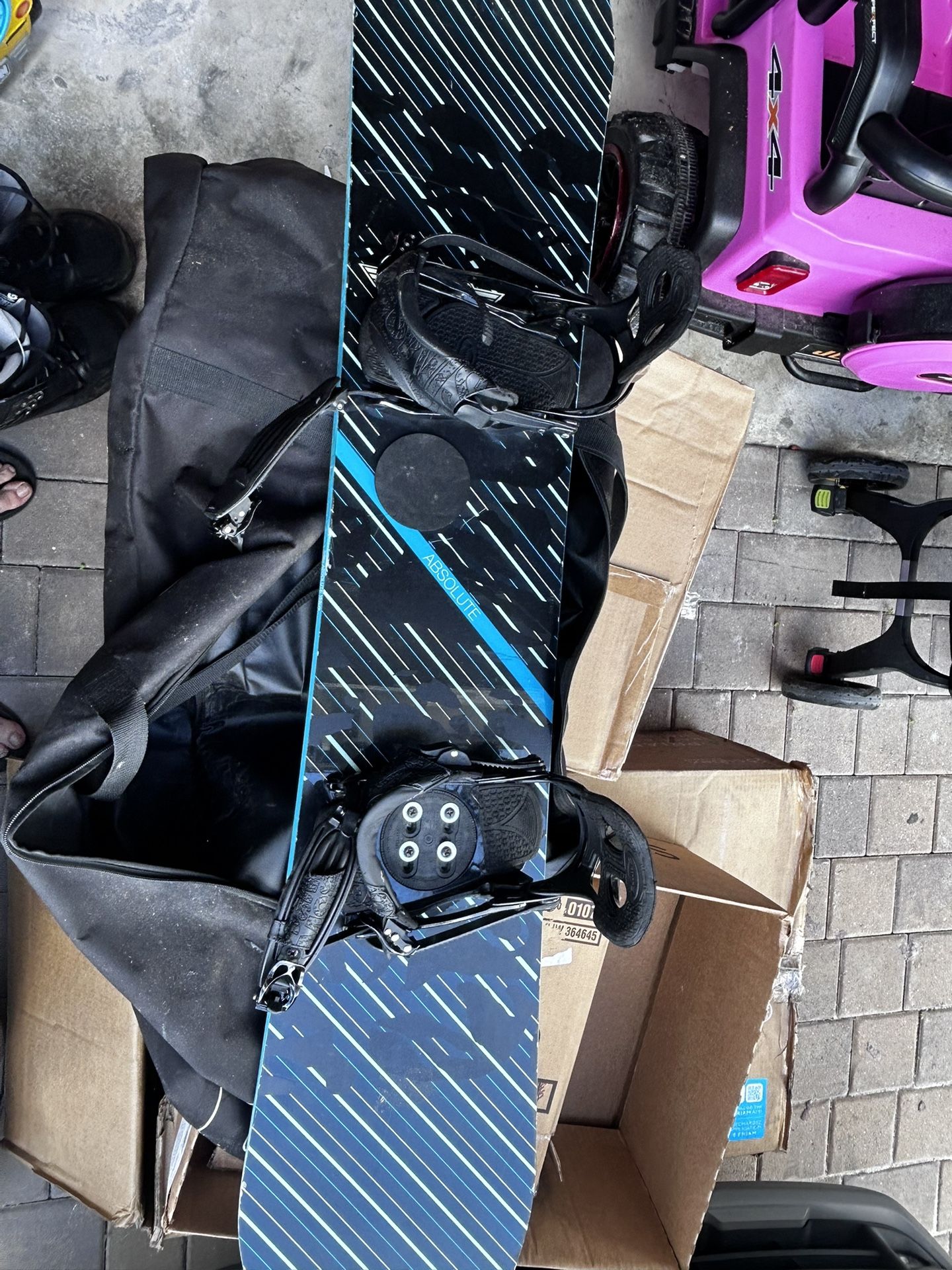 Sims Snowboard. Burton Boots And Bag