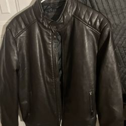 DKNY Men’s Jacket Chocolate Brown Motorcycle Jacket