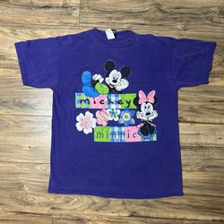 Vintage Single Stitch Mickey And Minnie Tshirt Size Large