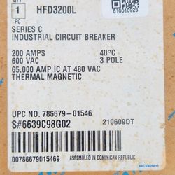 Eaton HFD3200L 200 Amp Breaker