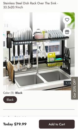 Stainless steel dish rack over the sink