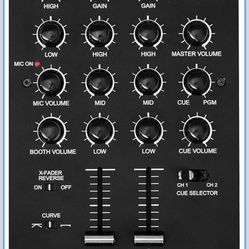 Gemini 2-Channel DJ Mixer w/Bluetooth, Mic EQ, Crossfader Curve Control, Rugged Metal Build, RCA/Balanced Outs, Compact Pro Design (MXR-01BT)