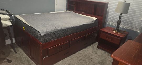 Full Size Trundle bed with night stand