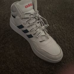 White Adidas Hoops 3.0 Mid 11 1/2
