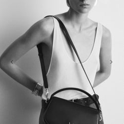 YSL Saint Laurent Voltaire Top Handle Shoulder Crossbody Black Leather Bag