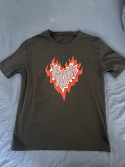 Black and Red Heart Graphic T Shirt Mens