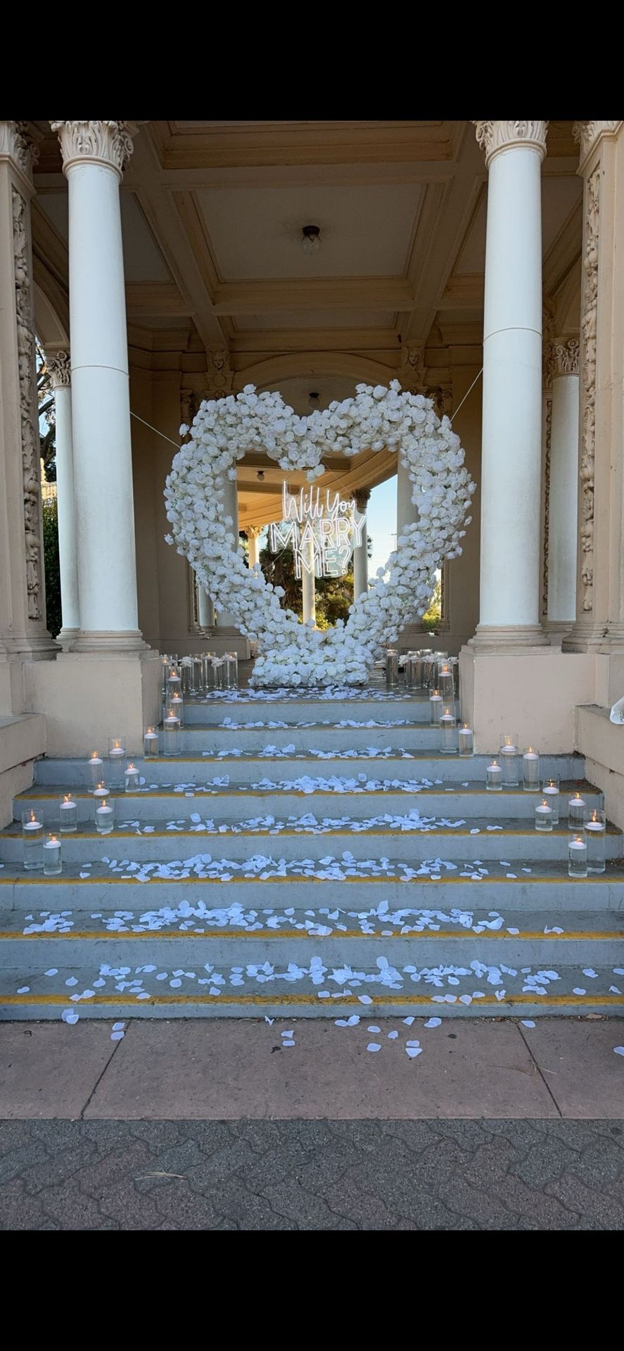 Selling a proposal business!  MARRY ME letters (4’3” tall) White heart (8x8)  Generator (3500 watt, quiet inverter) Clear Vases & candles Artificial f