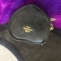 Black Coach Heart Shaped Coin Purse
