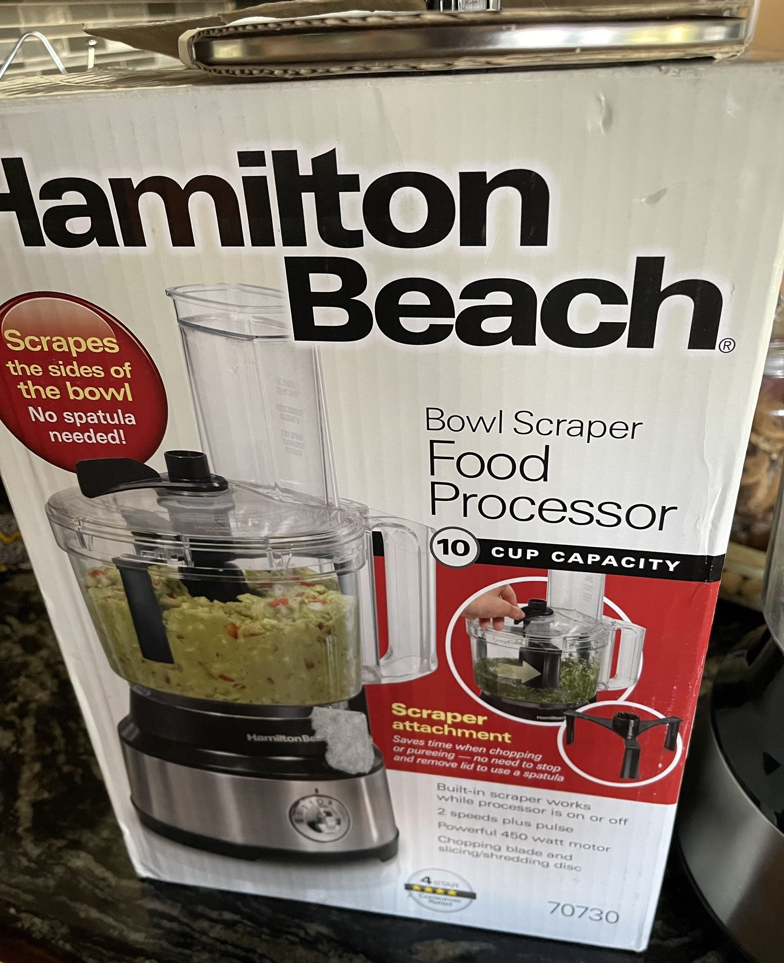 Hamilton Beach 450-Watt 10-Cup Food Processor with Bowl Scraper