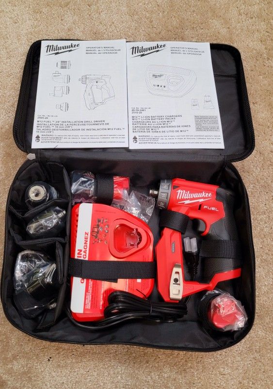 M12 FUEL 12V Lithium-Ion Brushless Cordless 4-in-1 Installation 3/8 in. Drill Driver Kit with 4-Tool Heads