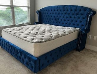 King Size Velvet Platform Bed - Atlanta Same Day Delivery 