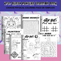 K-pop Demon Hunter Coloring Sticker Sheets