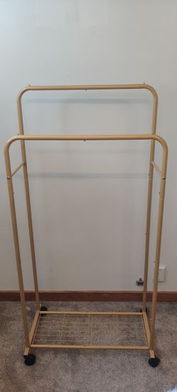 Clothes Rack - with Storage Mesh Shelf & Casters, Heavy-Duty Metal