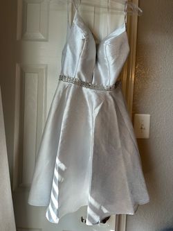 Silver Satin Mini Dress with Rhinestone Belt