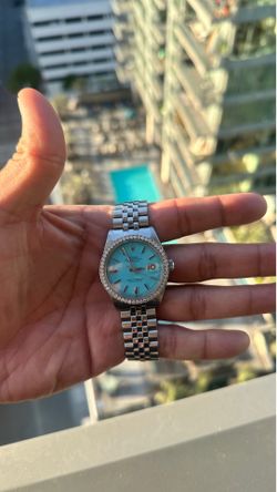 Rolex datejust Tiffany dial diamond bezel watch 36’mm