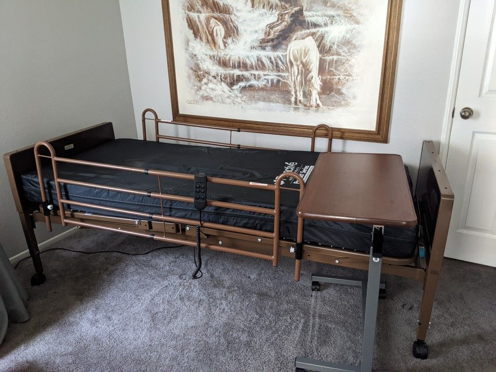 Electric Hospital Bed With Mattress And Table