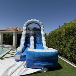 12’ Commercial Grade Blue Marble Inflatable Water Slide + Blower
