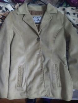 Leather cute beige jacket