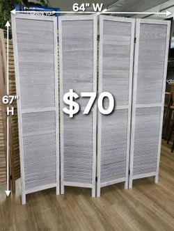 4 panels wood room divider (64"W×67"H)