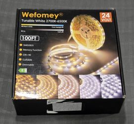 Tira de luces LED blancas, 100 pies, regulable, brillante, 24 V, 