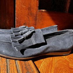Prada Men’s Dress Loafers - Blue Suede Calzature Uomo Size 7.5