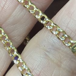 3 mm Wide Two Tone Sterling Silver Gold plated Cuban Chain. 20 “ Long 