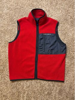 Vintage Y2K Ralph Lauren Polo Jeans Co. Fleece Vest Mens Size Large Red Black