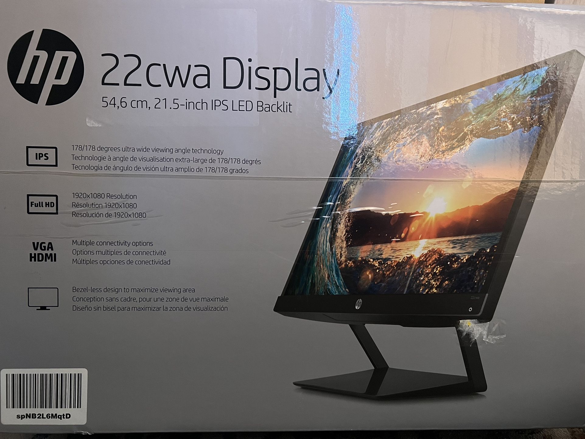 HP Pavilion 22cwa 21.5-Inch Full HD 1080p IPS LED Monitor, Tilt, VGA and HDMI (T4Q59AA) - Black