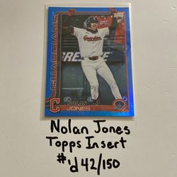 Nolan Jones Cleveland Guardians Outfielder Topps Short Print Insert Card. #’d 042/150. 