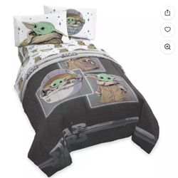 Mandalorian Bedding twin  Size Baby Yoda The Child Kids Bed Sheets Comforter Pillowcases Set