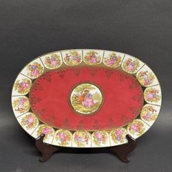 Eberthal Bavaria Germany Oval Porcelain Plate - 10.5” 