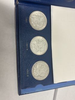 1921 P D S Morgan Silver Dollar Set 3-Coin Set -