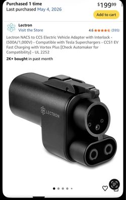 Lectron NACS to CCS1 EV Charging Adapter