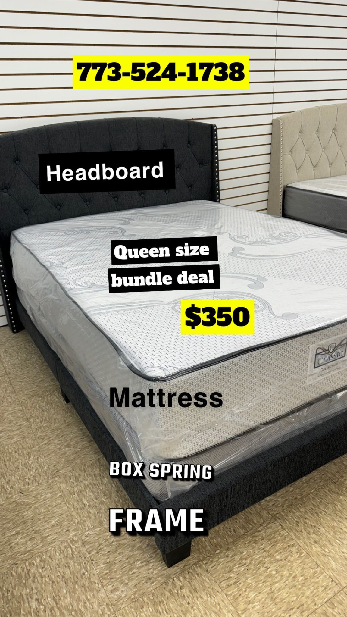 Queen Size Bundle Deal Headboard Frame Mattress And Box Spring $350 Only 