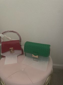 Two Small Handbags Red and Green