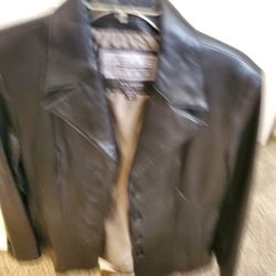 Women's Black Leather Blazer