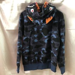 BAPE Men's Blue and Navy Hoodie