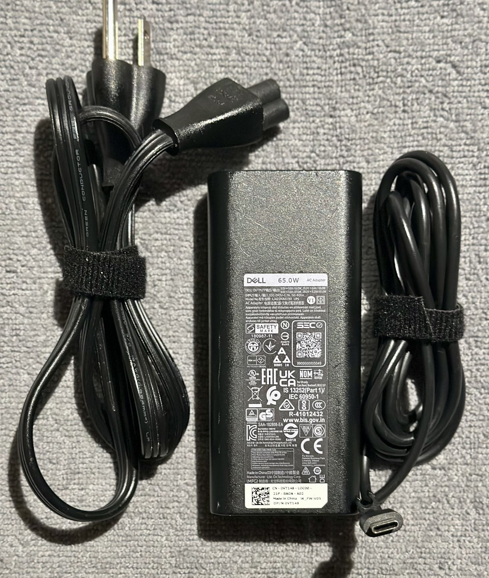 Dell Laptop Charger 65W Watt USB Type C AC Power Adapter (LA65NM190)