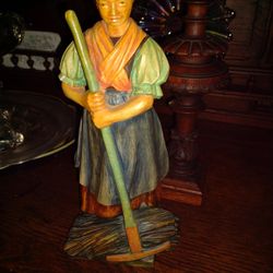 Vintage Woman Sweeping 