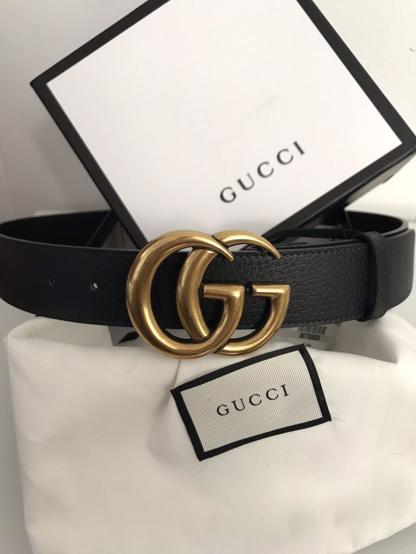 Gucci Black Leather Belt with GG Buckle 85/34 + more sizes available