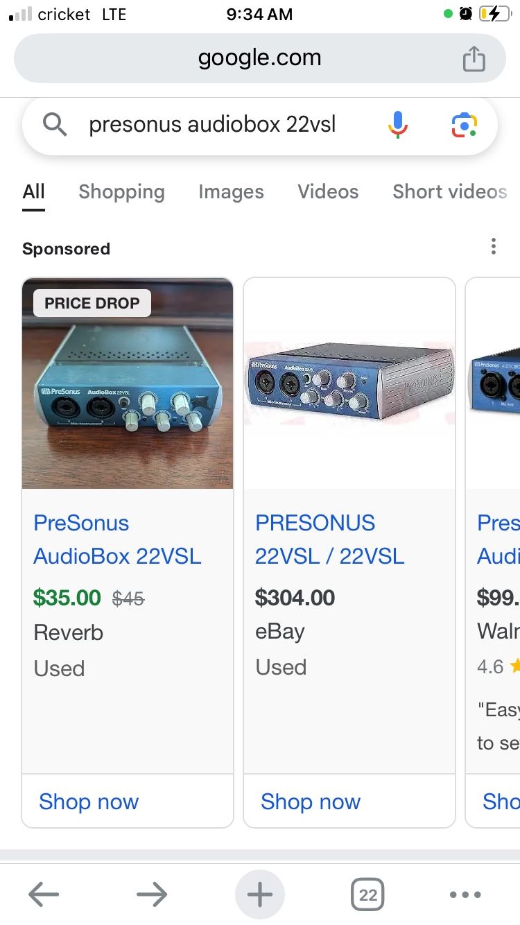 PreSonus AudioBox 22VSL USB Audio Interface