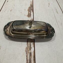 WW A ROGERS SILVER PLATED BUTTER DISH
