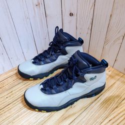 310806 019 Nike Air Jordan 10 Retro BG 'Rio' Wolf Grey/Photo Blue-Obsidian-Green Glow