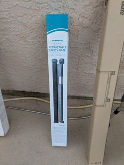 100" Wide Retractable Grey Baby Or Pet Gate New